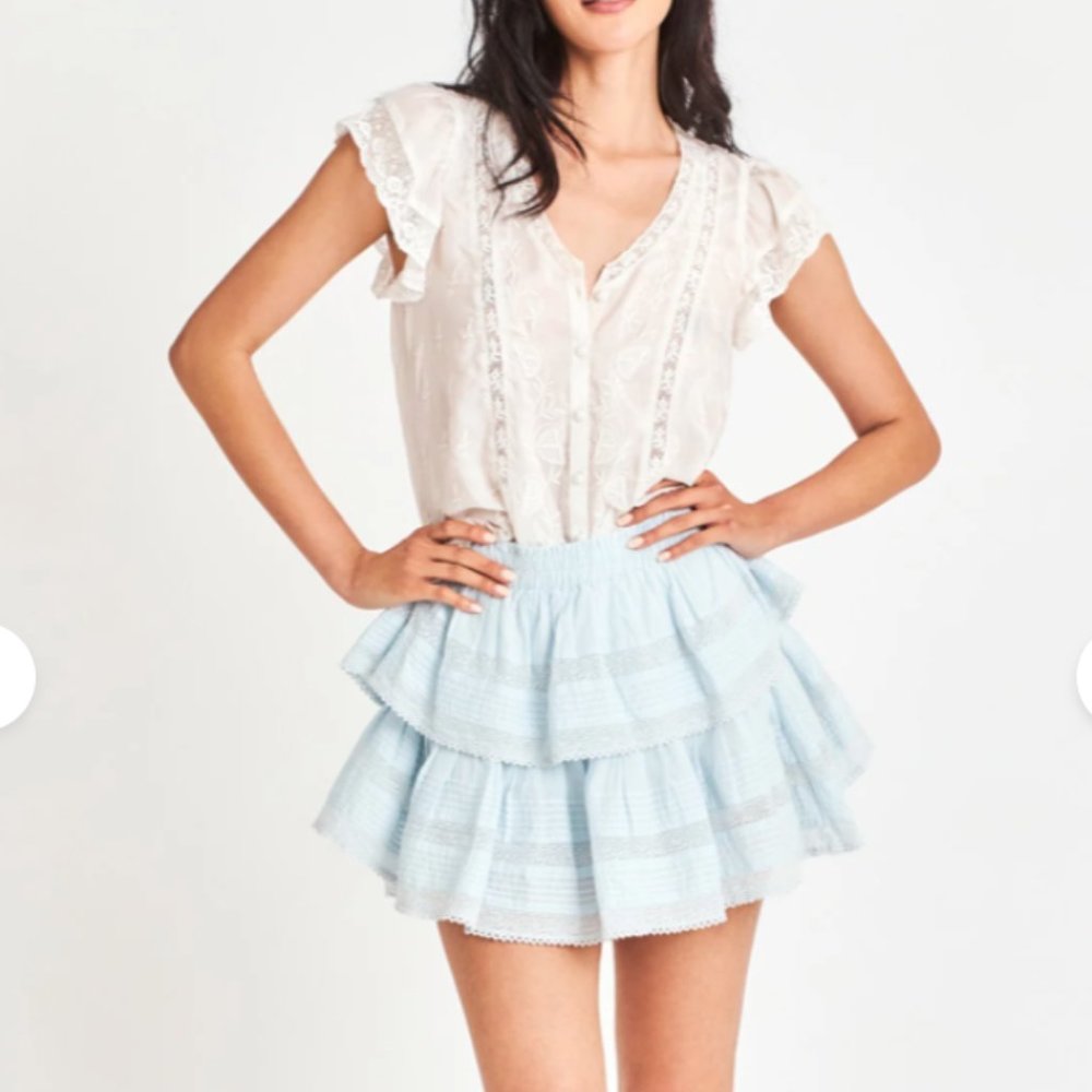 NWT LoveShackFancy Riveira Ruffle Mini Skirt - Picture 2 of 3